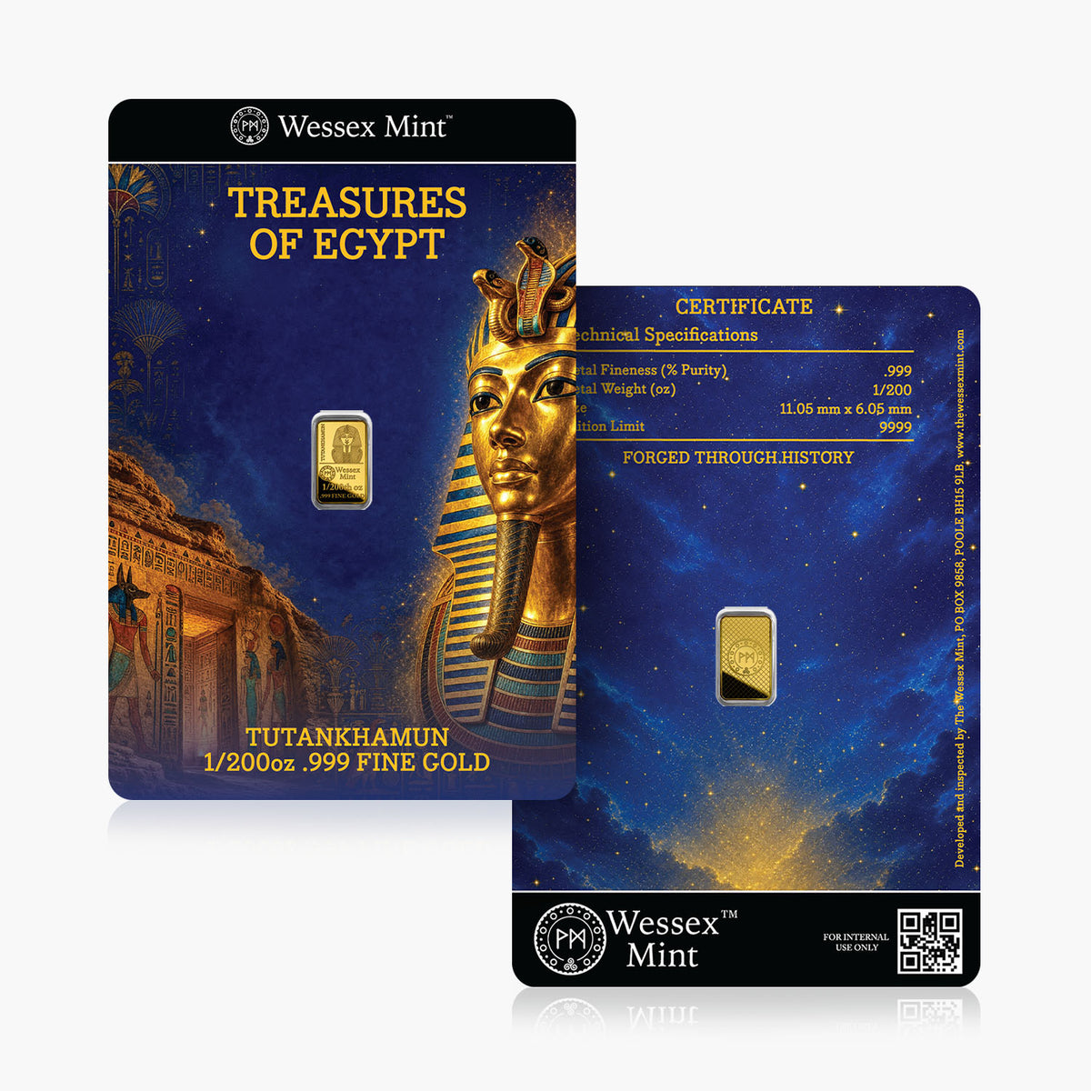 1/200 oz Tutankhamun .999 Fine Gold Bar (Pack of 5)