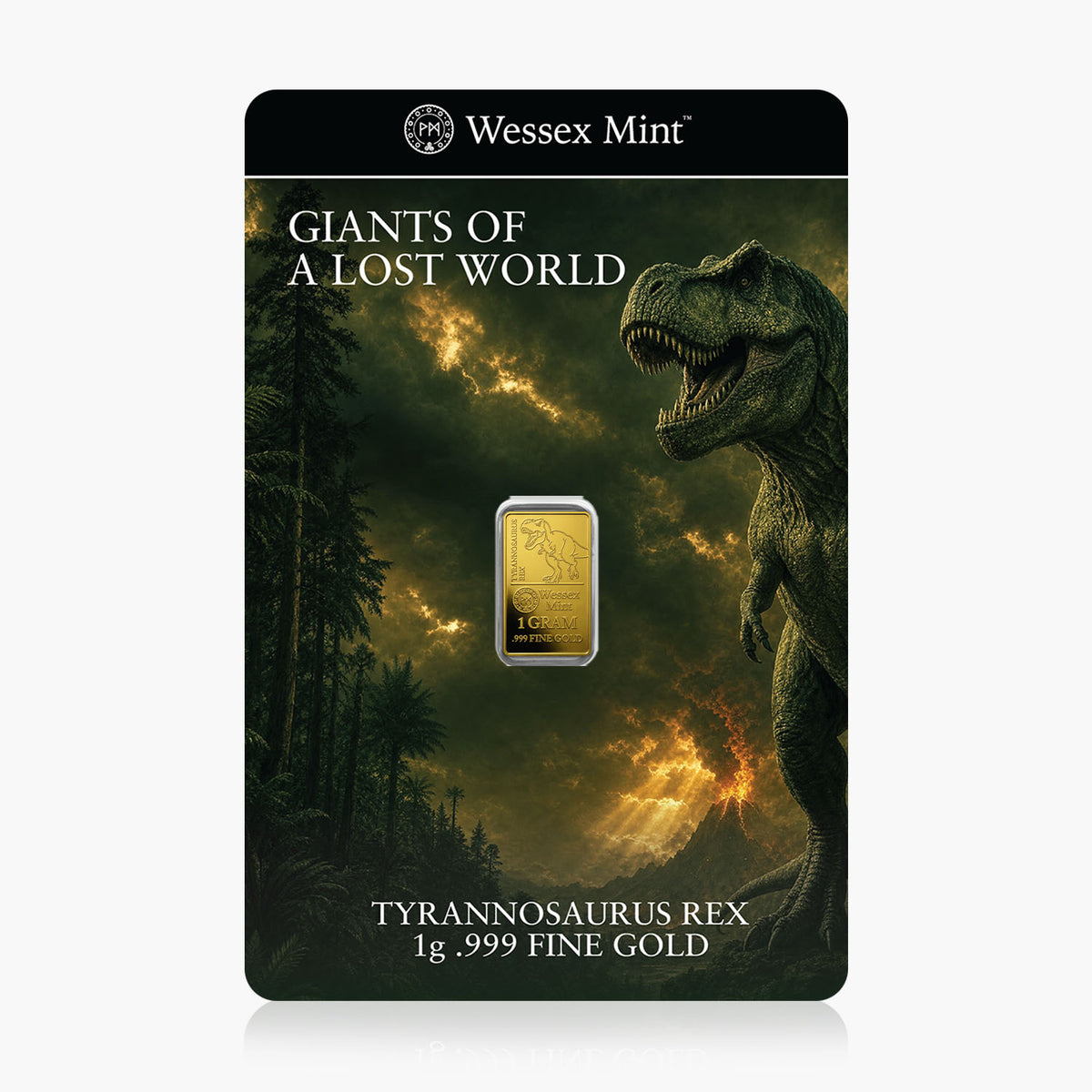 1g Tyrannosaurus Rex Fine Gold Bar
