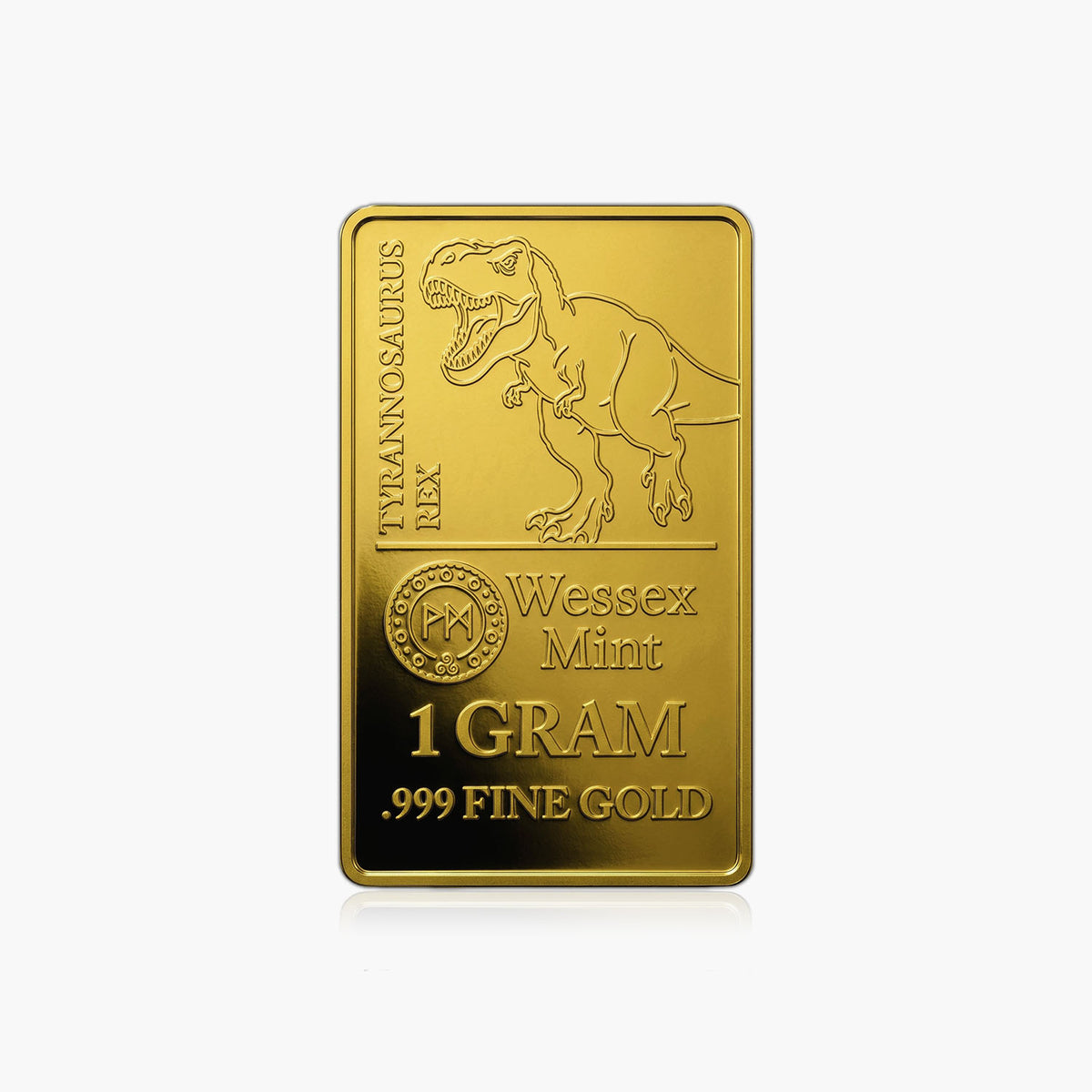 1g Tyrannosaurus Rex Fine Gold Bar