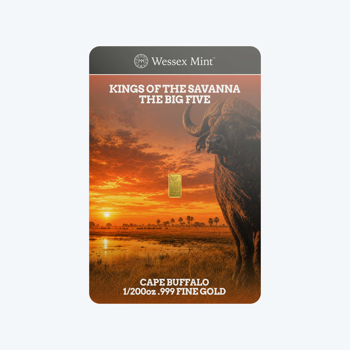 1/1000 oz Cape Buffalo .999 Fine Gold Bar