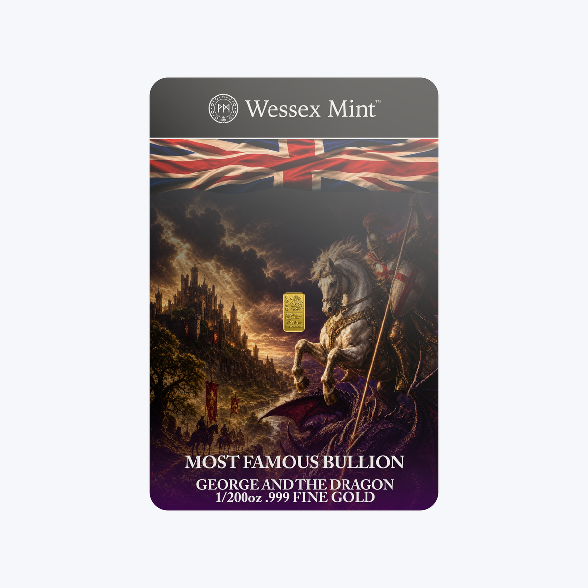Saint George & the Dragon 1/200th oz Solid Gold Bar